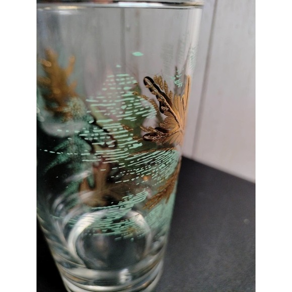 Vintage Gold Leaf Overlay mid-century drinking glasses X6 - Picture 7 of 10